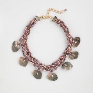 NWT Chico's Genuine Shell Collar Necklace with Lobster Claw closure 18+4" gift